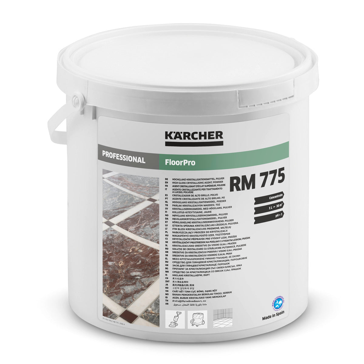 Порошковое средство для кристаллизации полов с высоким блеском FloorPro RM 775, 5 кг